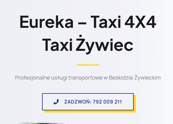 Zdjęcie na okładce dla Eureka - Taxi | 4X4 | Taxi Żywiec | Taksówka Żywiec | 24h Żywiec | Szybko w dobrej cenie |